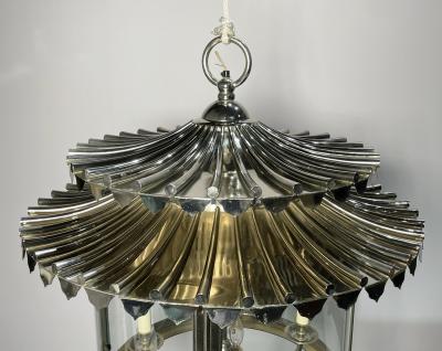 Charles Edwards Nickel Glass Chandelier made in England by Charles Edwards