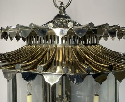 Charles Edwards Nickel Glass Chandelier made in England by Charles Edwards