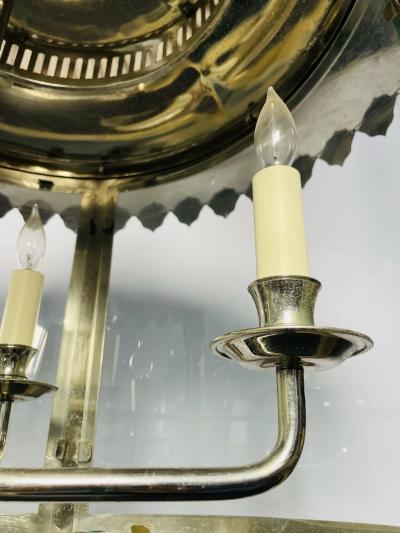 Charles Edwards Nickel Glass Chandelier made in England by Charles Edwards