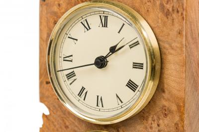 Charles Elkan Rustic Burl Wood Three Dial Clock and Weather Station