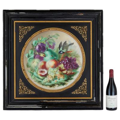 Charles Ernest Mariotte Pair of large floral porcelain plaques by Mariotte 1876 1877