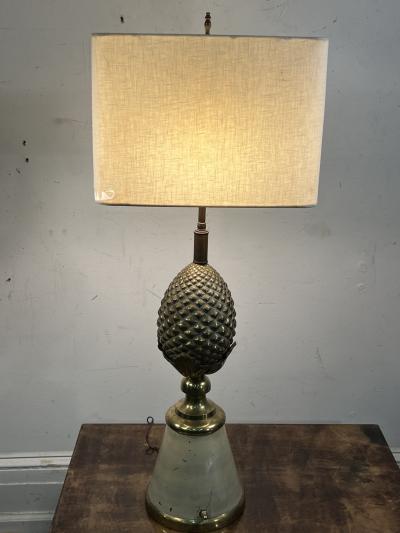 Charles Fils HOLLYWOOD REGENCY BRASS PINEAPPLE LAMP IN THE MANNER OF MAISON CHARLES