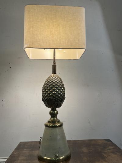 Charles Fils HOLLYWOOD REGENCY BRASS PINEAPPLE LAMP IN THE MANNER OF MAISON CHARLES