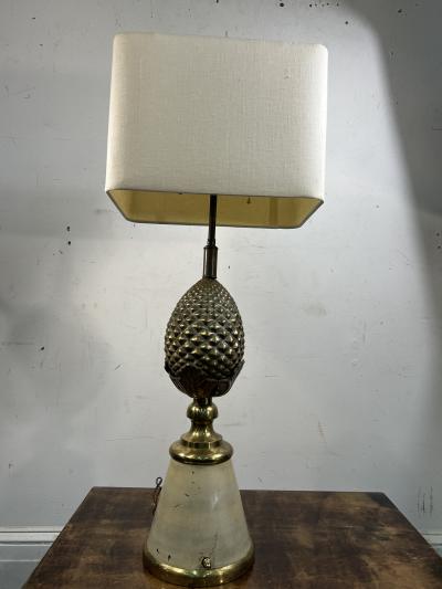 Charles Fils HOLLYWOOD REGENCY BRASS PINEAPPLE LAMP IN THE MANNER OF MAISON CHARLES