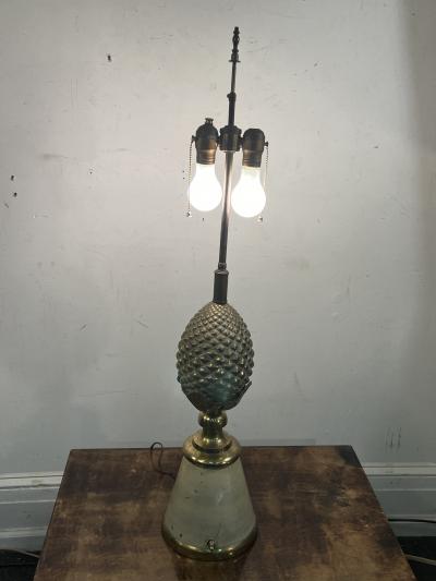 Charles Fils HOLLYWOOD REGENCY BRASS PINEAPPLE LAMP IN THE MANNER OF MAISON CHARLES