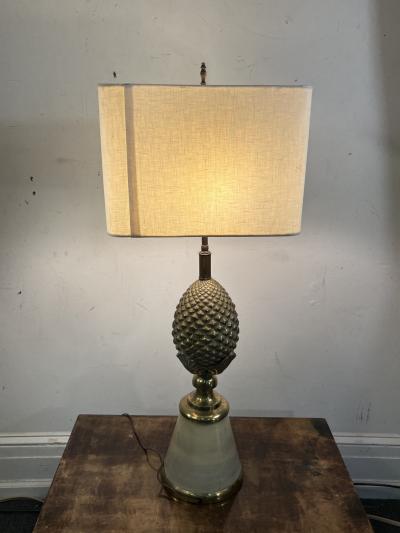 Charles Fils HOLLYWOOD REGENCY BRASS PINEAPPLE LAMP IN THE MANNER OF MAISON CHARLES
