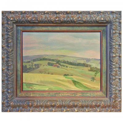 Charles Fraser Comfort Farmland Tecumseh Township Oil Painting on Panel by Charles Fraser Comfort