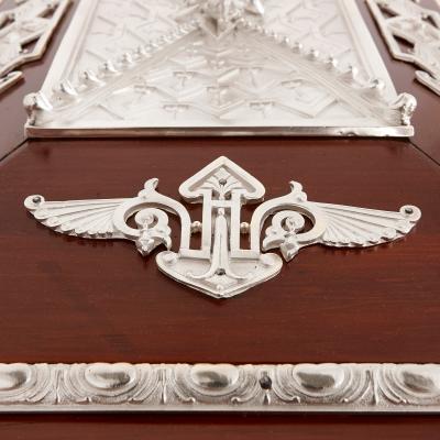 Charles Guillaume Diehl Antique Napoleon III period oak and silvered bronze tobacco cabinet by Diehl