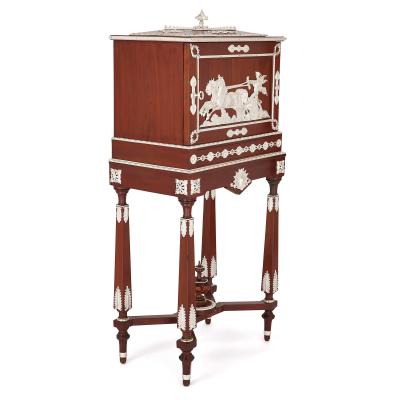 Charles Guillaume Diehl Antique Napoleon III period oak and silvered bronze tobacco cabinet by Diehl