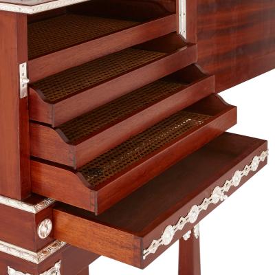 Charles Guillaume Diehl Antique Napoleon III period oak and silvered bronze tobacco cabinet by Diehl