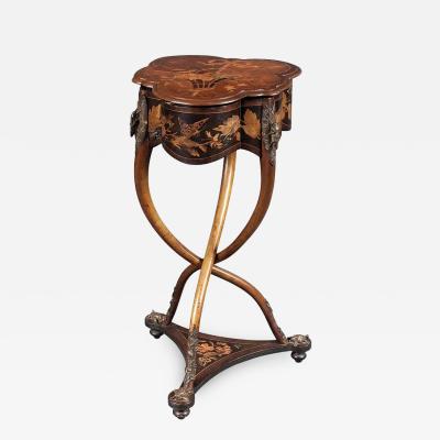 Charles Guillaume Diehl Rare French Art Nouveau Marquetry Table by Charles Guillaume Diehl circa 1878