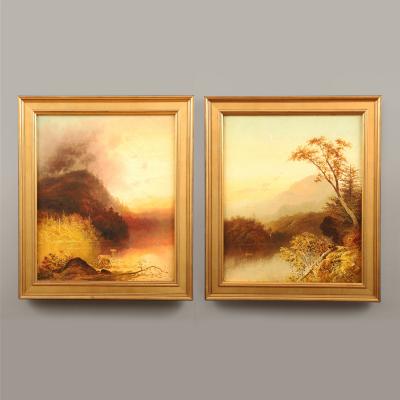 Charles Henry Chapin Pair of Landscapes Wilderness Lake and Mountains