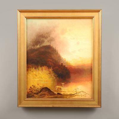 Charles Henry Chapin Pair of Landscapes Wilderness Lake and Mountains
