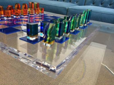 Charles Hollis Jones 1960s Lucite Chess Set by Charles Hollis Jones