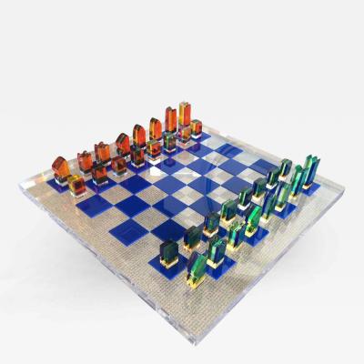 Charles Hollis Jones 1960s Lucite Chess Set by Charles Hollis Jones