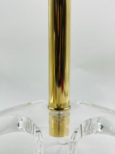 Charles Hollis Jones 1960s Lucite and Brass Vanity Swivel Chair by Charles Hollis Jones