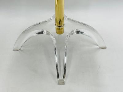 Charles Hollis Jones 1960s Lucite and Brass Vanity Swivel Chair by Charles Hollis Jones