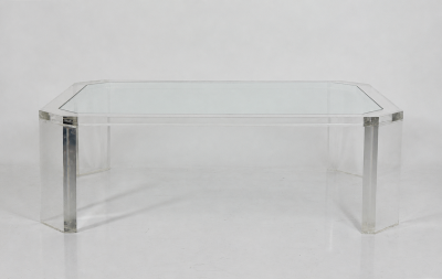 Charles Hollis Jones 1976 Charles Hollis Jones USA 1945 2026 Signed Lucite and Glass Coffee Table