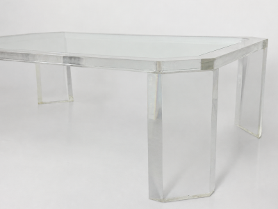 Charles Hollis Jones 1976 Charles Hollis Jones USA 1945 2026 Signed Lucite and Glass Coffee Table