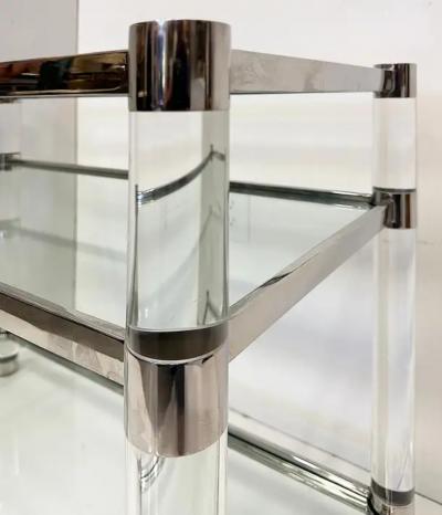 Charles Hollis Jones 1980s Charles Hollis Jones Style Lucite and Chrome Dry Bar Server Table