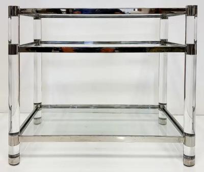 Charles Hollis Jones 1980s Charles Hollis Jones Style Lucite and Chrome Dry Bar Server Table