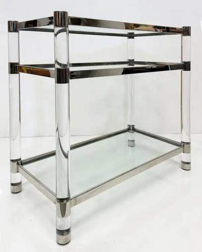 Charles Hollis Jones 1980s Charles Hollis Jones Style Lucite and Chrome Dry Bar Server Table