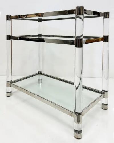 Charles Hollis Jones 1980s Charles Hollis Jones Style Lucite and Chrome Dry Bar Server Table