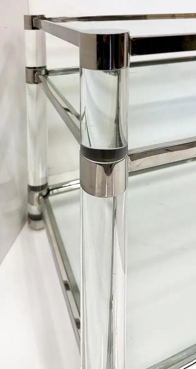 Charles Hollis Jones 1980s Charles Hollis Jones Style Lucite and Chrome Dry Bar Server Table
