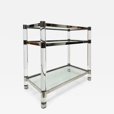 Charles Hollis Jones 1980s Charles Hollis Jones Style Lucite and Chrome Dry Bar Server Table