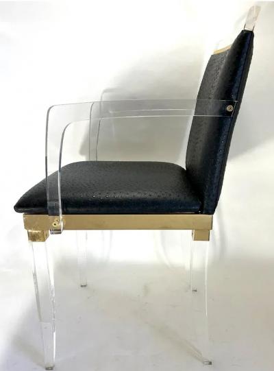Charles Hollis Jones A Set of Four Lucite and Brass Armchairs by Charles Hollis Jones