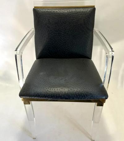 Charles Hollis Jones A Set of Four Lucite and Brass Armchairs by Charles Hollis Jones