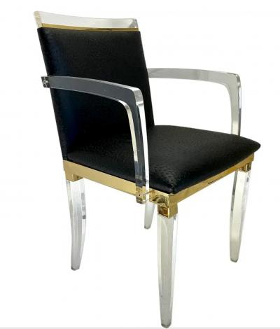 Charles Hollis Jones A Set of Four Lucite and Brass Armchairs by Charles Hollis Jones