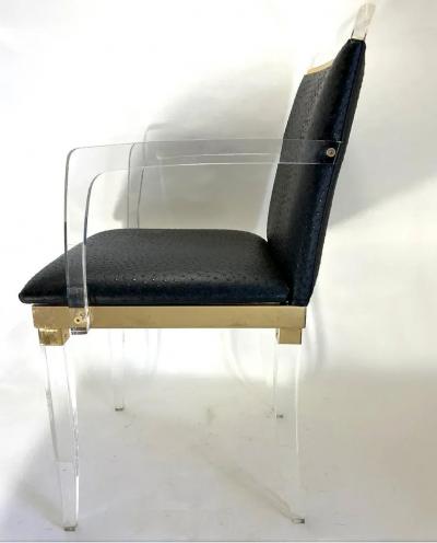 Charles Hollis Jones A Set of Four Lucite and Brass Armchairs by Charles Hollis Jones