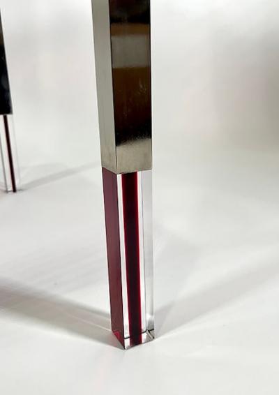 Charles Hollis Jones American Modern Red Clear Lucite Nickel Game Table Charles Hollis