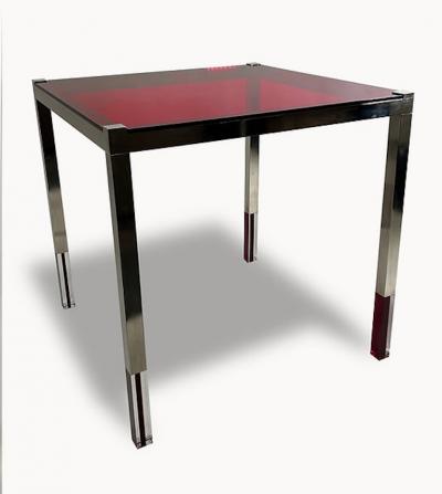 Charles Hollis Jones American Modern Red Clear Lucite Nickel Game Table Charles Hollis