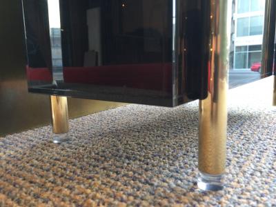 Charles Hollis Jones Brass Bronzed Lucite Magazine Holder by Charles Hollis Jones