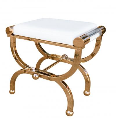 Charles Hollis Jones Brass and Lucite Empire Style Benches by Charles Hollis Jones