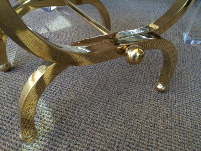 Charles Hollis Jones Brass and Lucite Empire Style Benches by Charles Hollis Jones