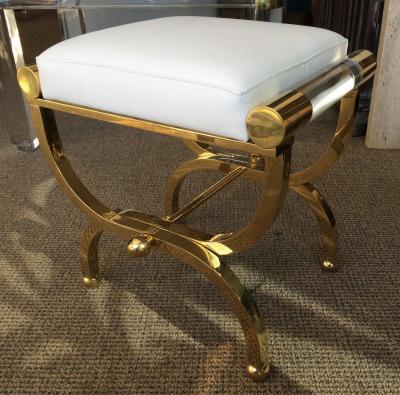 Charles Hollis Jones Brass and Lucite Empire Style Benches by Charles Hollis Jones