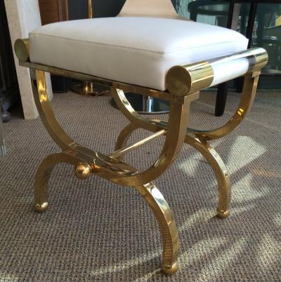Charles Hollis Jones Brass and Lucite Empire Style Benches by Charles Hollis Jones