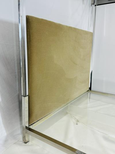 Charles Hollis Jones Cal King 4 Poster Bed in Polished Nickel Lucite by Charles Hollis Jones