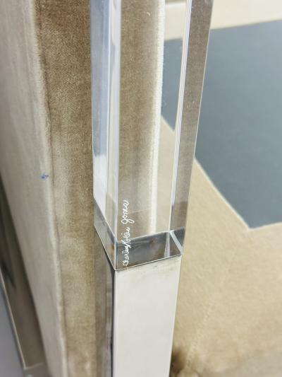 Charles Hollis Jones Cal King 4 Poster Bed in Polished Nickel Lucite by Charles Hollis Jones