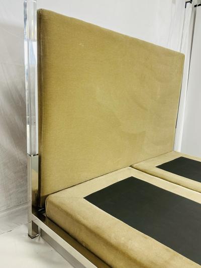 Charles Hollis Jones Cal King 4 Poster Bed in Polished Nickel Lucite by Charles Hollis Jones