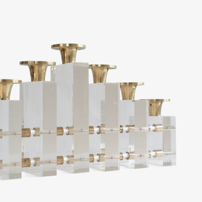 Charles Hollis Jones Charles Hollis Jones Candle Holder Candelabra in Brass Lucite