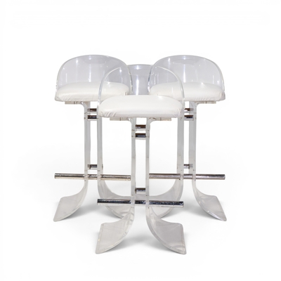 Charles Hollis Jones Charles Hollis Jones Hill Manufacturing Mid Century Lucite Barstool Set of 3