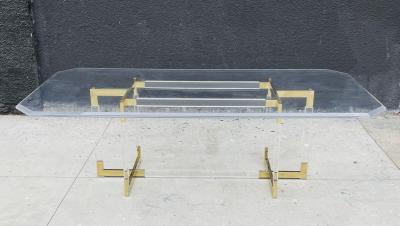 Charles Hollis Jones Charles Hollis Jones Lucite Brass Dining Table from the Metric Collection