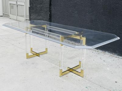 Charles Hollis Jones Charles Hollis Jones Lucite Brass Dining Table from the Metric Collection