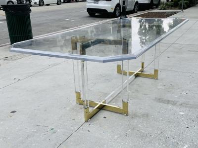 Charles Hollis Jones Charles Hollis Jones Lucite Brass Dining Table from the Metric Collection