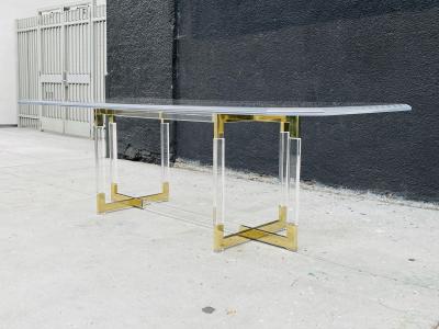 Charles Hollis Jones Charles Hollis Jones Lucite Brass Dining Table from the Metric Collection