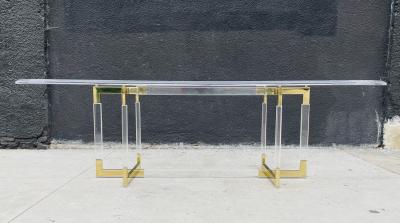 Charles Hollis Jones Charles Hollis Jones Lucite Brass Dining Table from the Metric Collection